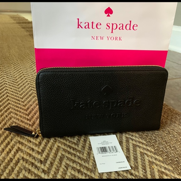 NWT Authentic Kate Spade Black leather logo wallet - Picture 8 of 8